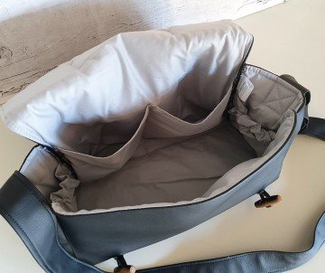 borsa neonato vado dai nonni ecopelle nera tasche interne