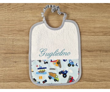 Bavaglio asilo pompieri e macchine personalizzato con nome