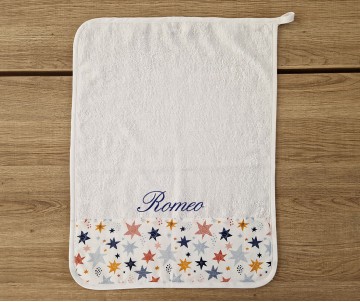 Asciugamano bimbo personalizzato con nome stelle colorate