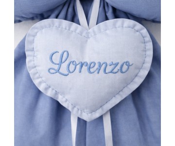 Fiocco nascita personalizzato con nome Lorenzo ricamato