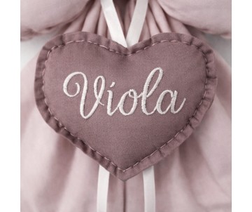 Fiocco nascita rosa con nome ricamato