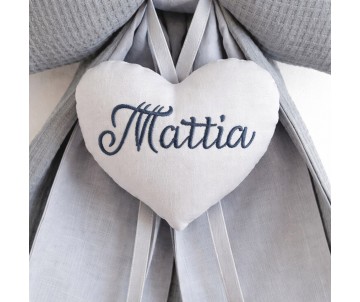 Fiocco nascita elegante azzurro personalizzato con nome ricamato