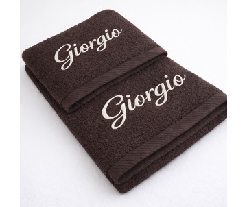 set asciugamani bagno personalizzati con nome ricamato spugna marrone di alta qualità