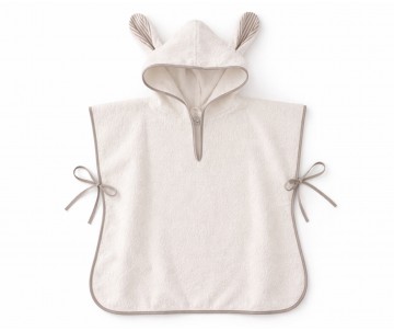 Accappatoio poncho bambino con orecchie coniglio spugna bianca 100% cotone