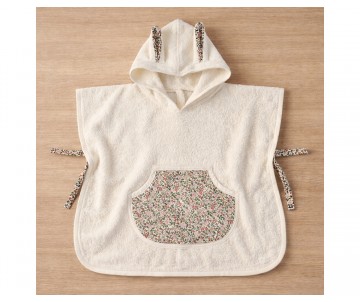 Accappatoio poncho bambina con cappuccio e tasca e orecchie coniglio poncho mare spugna