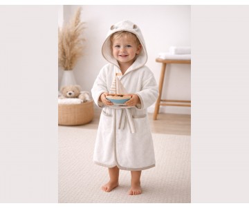 Accappatoio bambino in spugna con cappuccio e orecchie personalizzabile con nome