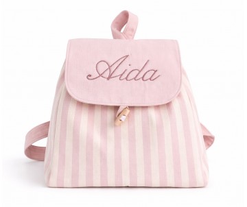 Zainetto asilo nido bimba con nome ricamato rosa