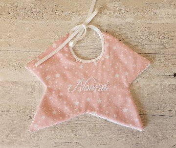 Bavaglino neonato personalizzato con nome stella rosa