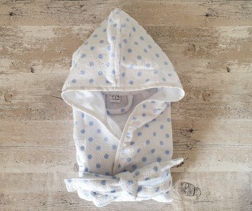 Accappatoio bimbo 0 12 anni spugna pois celeste