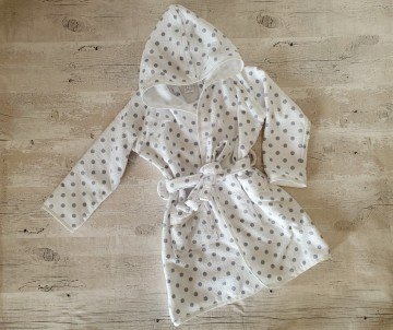 Accappatoio bambino spugna pois grigio 0 12 anni