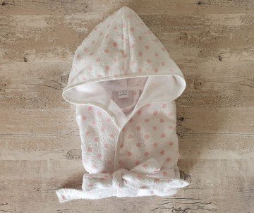Accappatoio bimba spugna pois rosa 0 12 anni