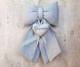 Fiocco nascita lino celeste personalizzato con nome