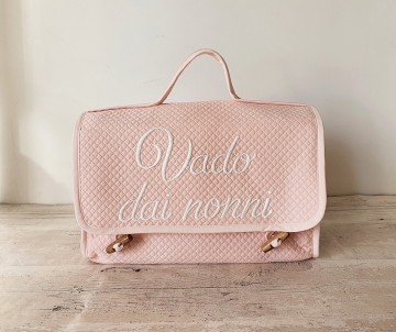 Borsa neonato personalizzata matelasse rosa vado dai nonni