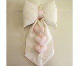 Fiocco nascita lino panna cuori rosa per bimba