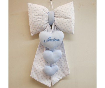 Fiocco nascita cuori celesti Andrea